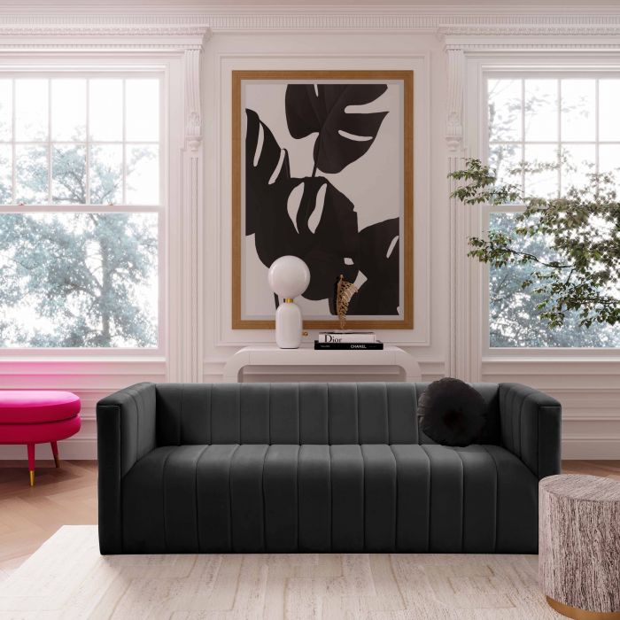 Nora Black Velvet Sofa