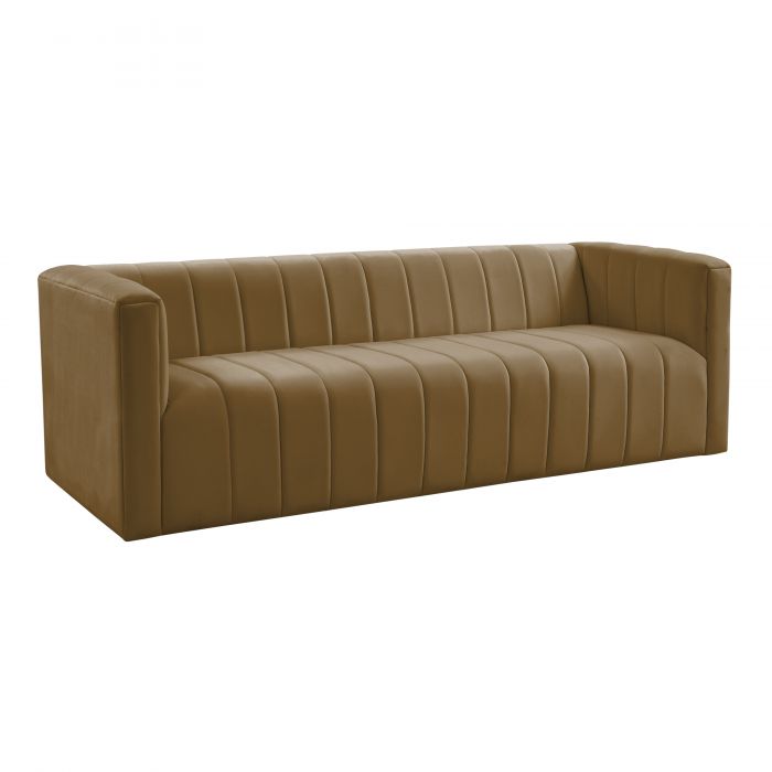 Nora Cognac Velvet Sofa