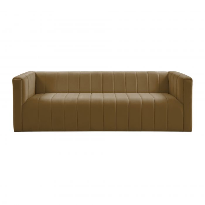 Nora Cognac Velvet Sofa