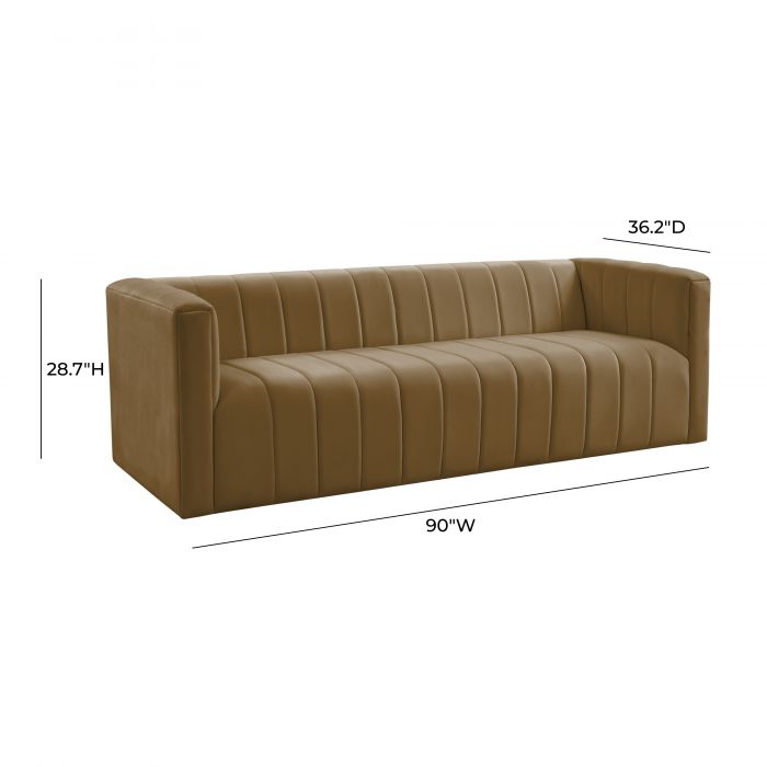 Nora Cognac Velvet Sofa