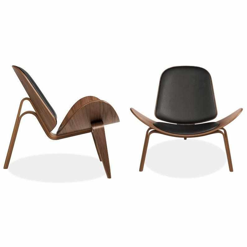 Hans J. Wegner Style Aniline Shell Chair - living-essentials