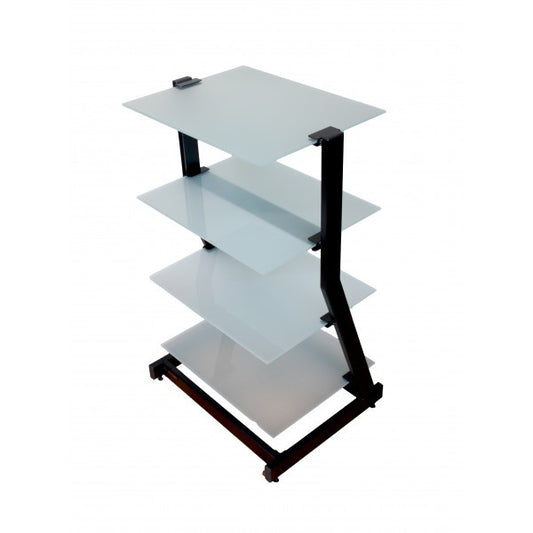 PLATEAU ZX-4A B Metal and Glass Audio Stand, Frosted Glass shelves - living-essentials